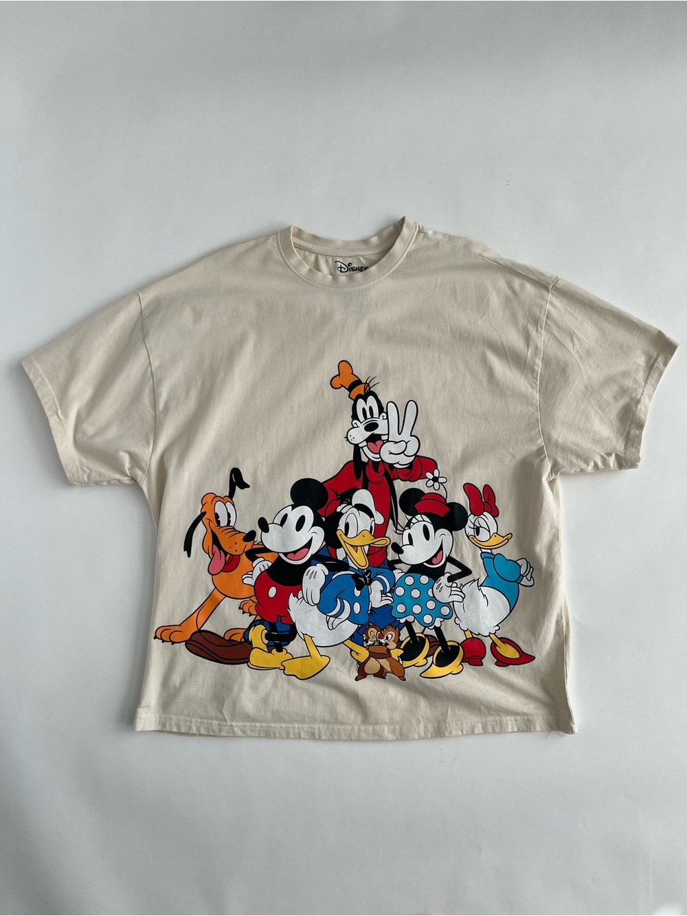 Disney x Hot Topic Women’s Oversized Cream Mickey & Friends Graphic Tee
